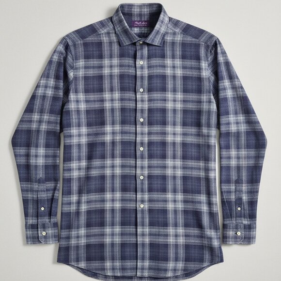 Ralph Lauren Purple Label Men's Blue Plaid Button-Down, Size 16 - Picture 1 of 4